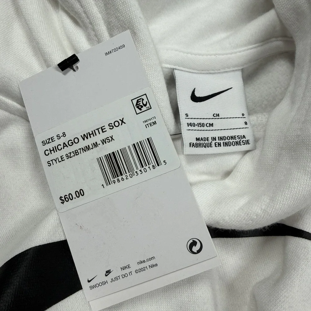 Nike Chicago White Sox MLB Youth Small‎ (8) White Hoodie New
